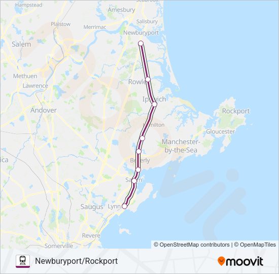 NEWBURYPORT/ROCKPORT Train Line Map