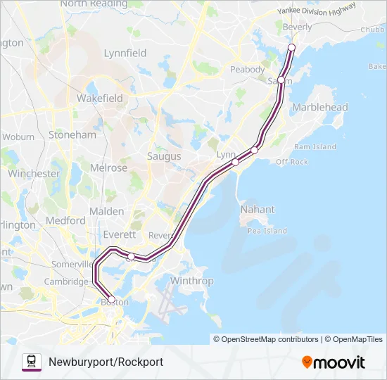 NEWBURYPORT/ROCKPORT Train Line Map