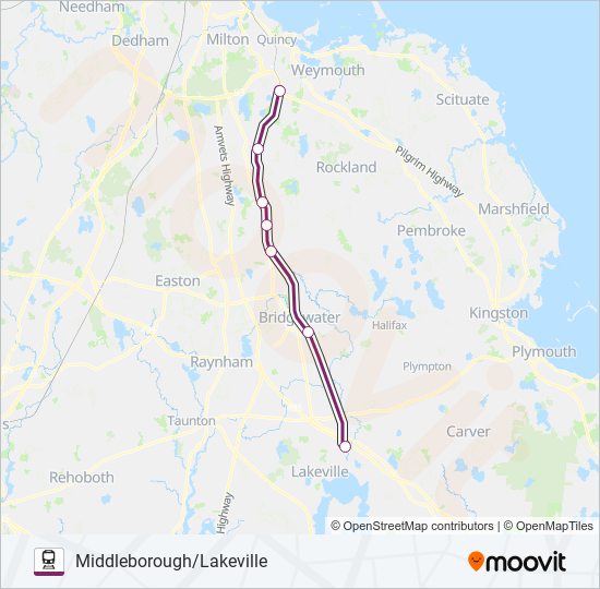 MIDDLEBOROUGH/LAKEVILLE Train Line Map
