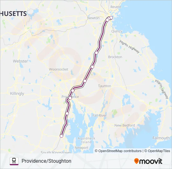 PROVIDENCE/STOUGHTON Train Line Map