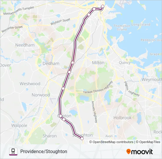PROVIDENCE/STOUGHTON Train Line Map