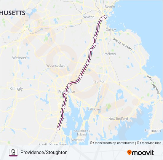 PROVIDENCE/STOUGHTON Train Line Map