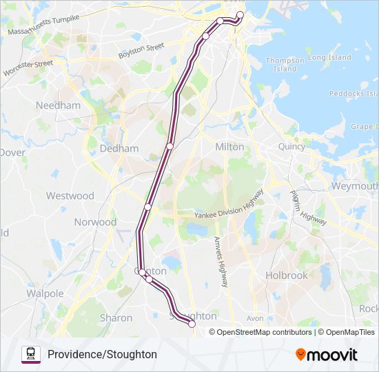 PROVIDENCE/STOUGHTON Train Line Map