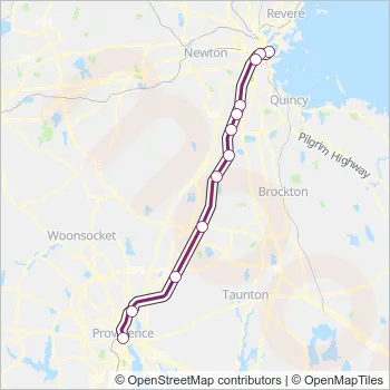 PROVIDENCE/STOUGHTON Train Line Map