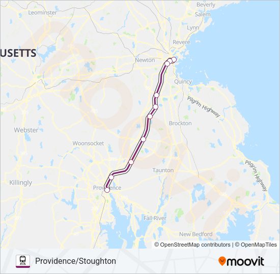 PROVIDENCE/STOUGHTON Train Line Map