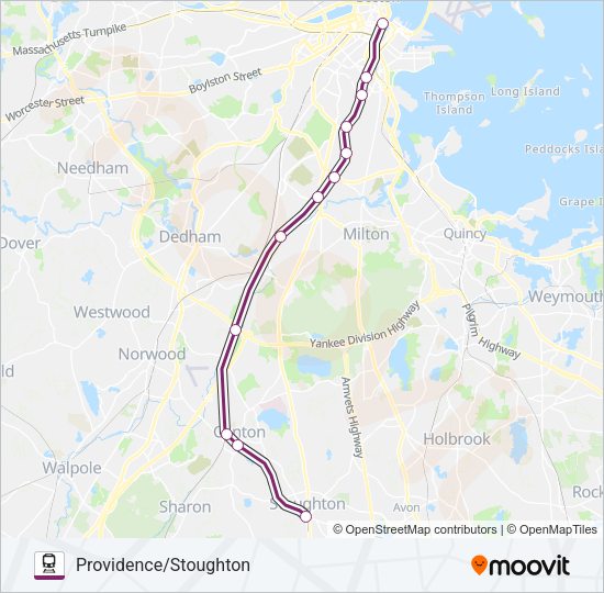 PROVIDENCE/STOUGHTON Train Line Map