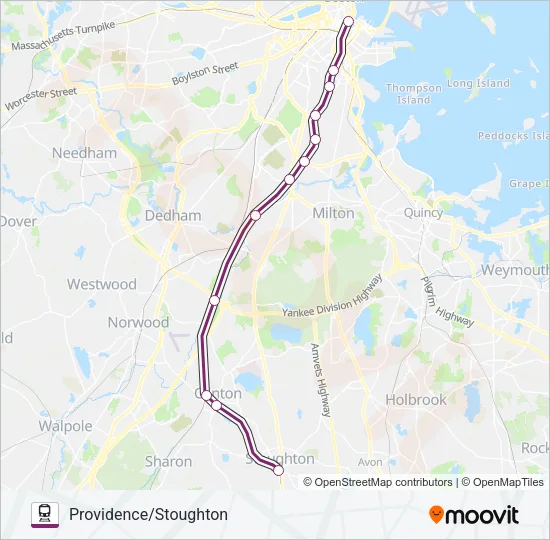 PROVIDENCE/STOUGHTON Train Line Map