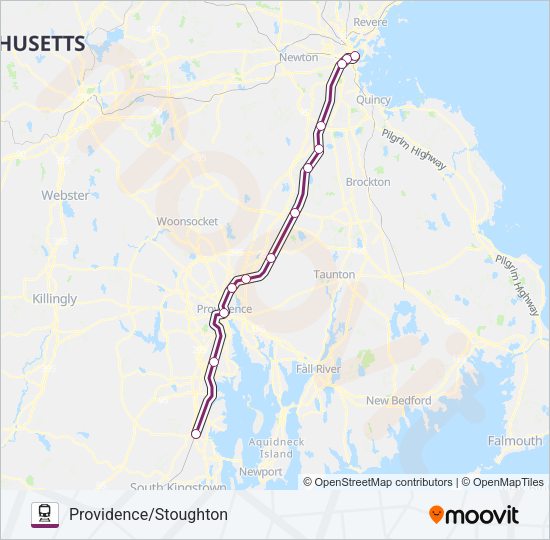 PROVIDENCE/STOUGHTON Train Line Map