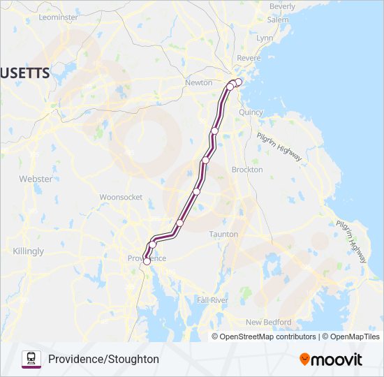 PROVIDENCE/STOUGHTON Train Line Map