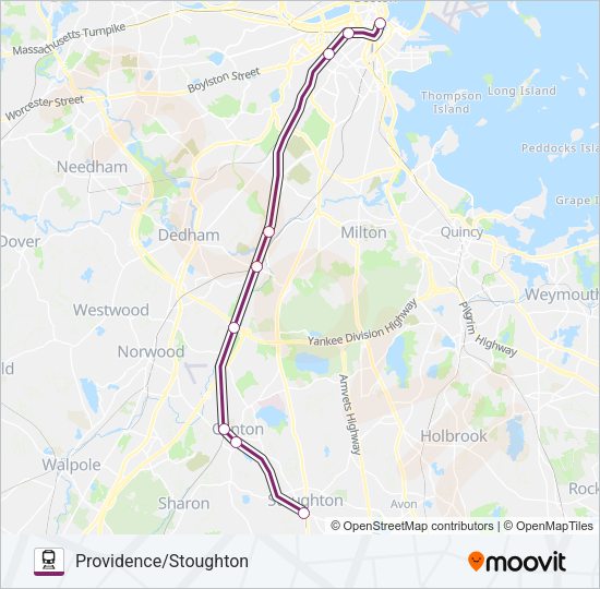 PROVIDENCE/STOUGHTON Train Line Map