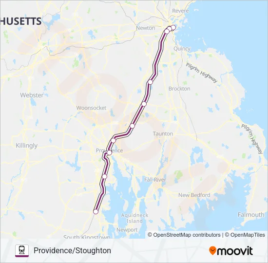 PROVIDENCE/STOUGHTON Train Line Map