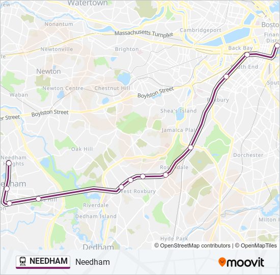 NEEDHAM Train Line Map