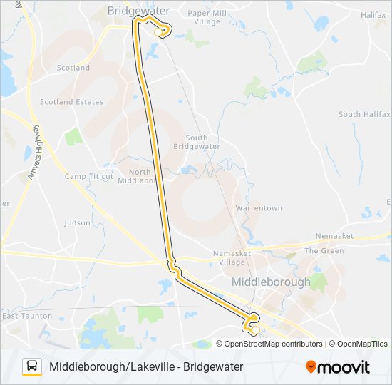 Mapa de MIDDLEBOROUGH/LAKEVILLE LINE SHUTTLE de autobús