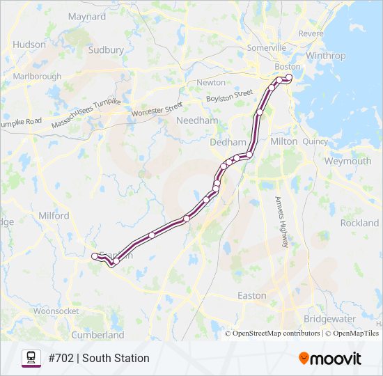 FRANKLIN/FOXBORO train Line Map