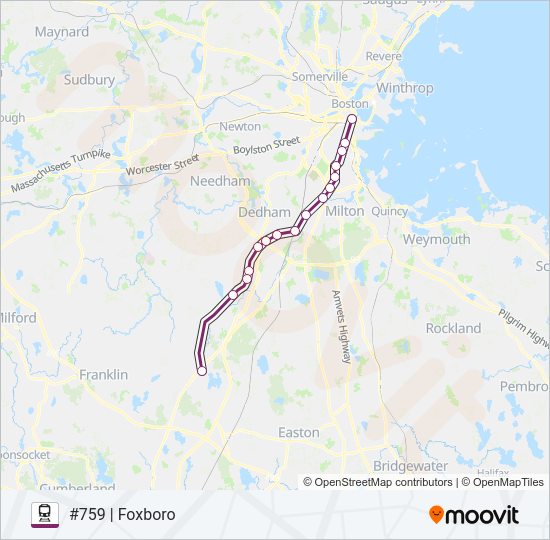 FRANKLIN/FOXBORO train Line Map