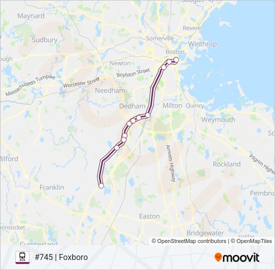 FRANKLIN/FOXBORO Train Line Map