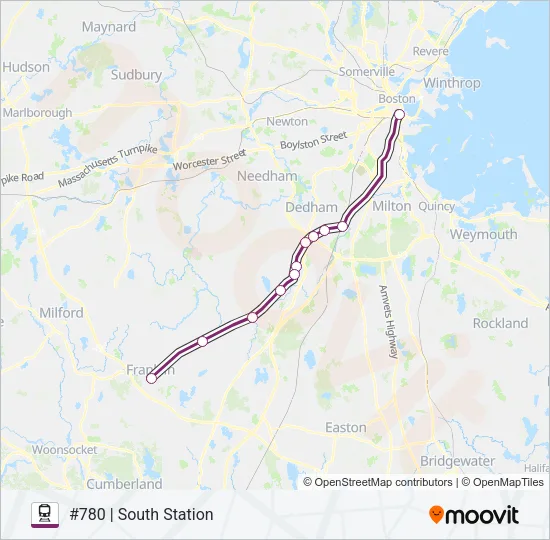 FRANKLIN/FOXBORO Train Line Map