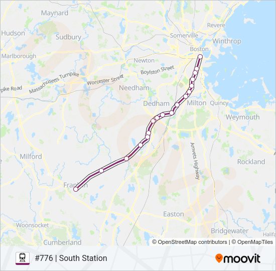 FRANKLIN/FOXBORO Train Line Map
