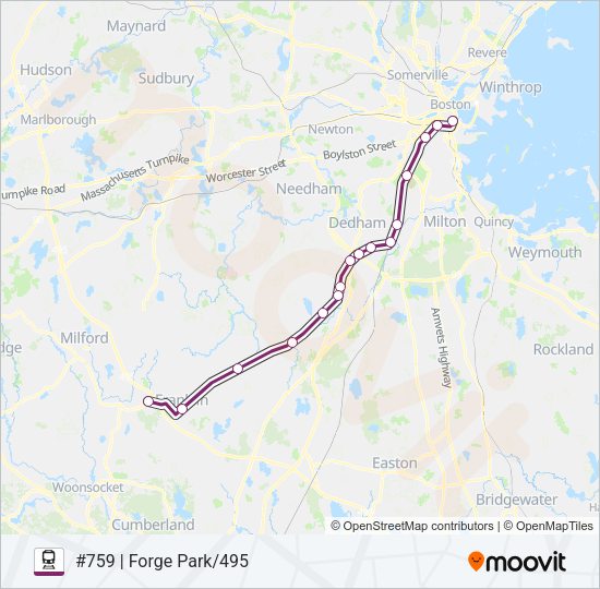 FRANKLIN/FOXBORO Train Line Map