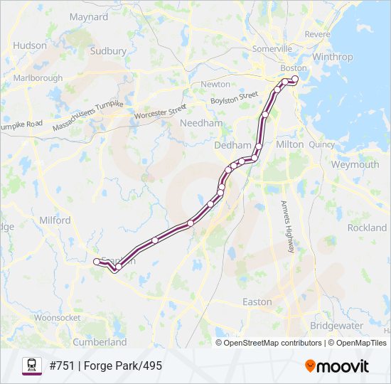 FRANKLIN/FOXBORO Train Line Map