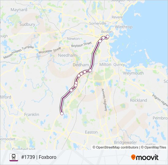 FRANKLIN/FOXBORO Train Line Map
