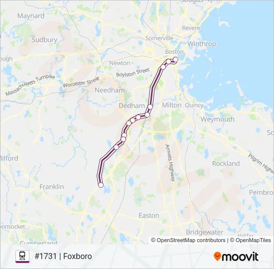 FRANKLIN/FOXBORO Train Line Map