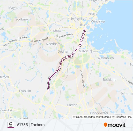 FRANKLIN/FOXBORO Train Line Map