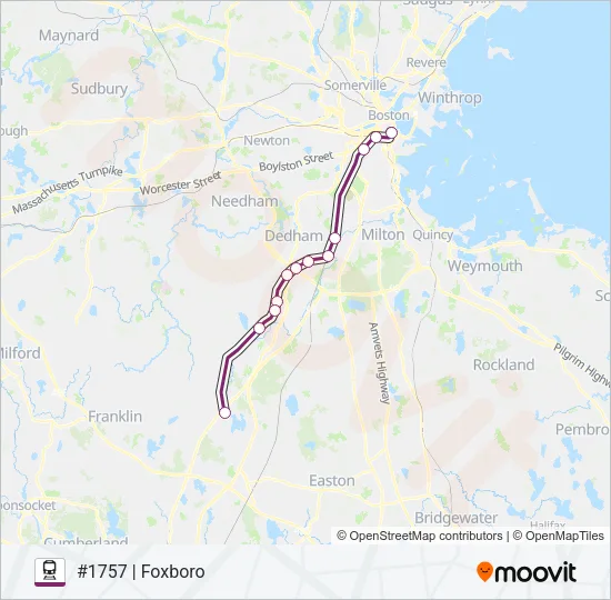 FRANKLIN/FOXBORO Train Line Map