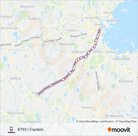 FRANKLIN/FOXBORO Train Line Map