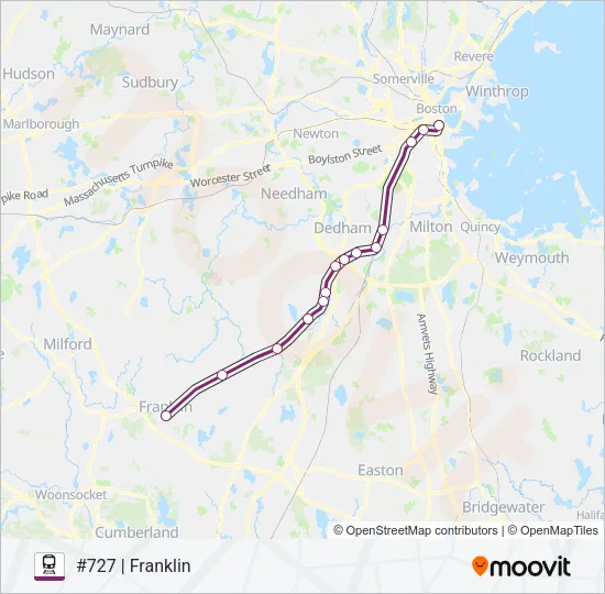 FRANKLIN/FOXBORO Train Line Map