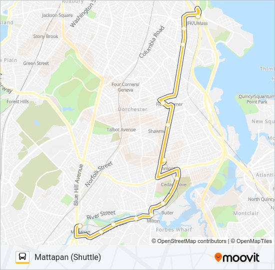 RED/MATTAPAN LINE SHUTTLE Bus Line Map