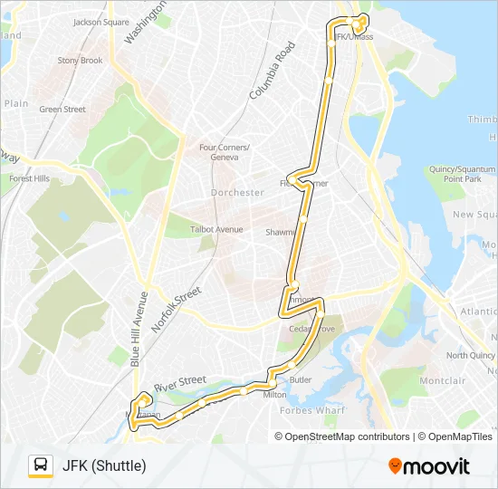 RED/MATTAPAN LINE SHUTTLE Bus Line Map