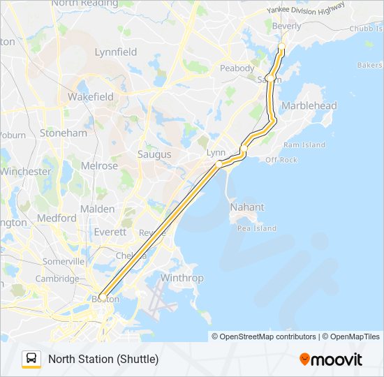 Mapa de NEWBURYPORT/ROCKPORT LINE SHUTTLE de autobús