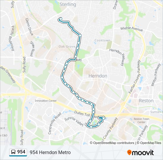 954 Bus Line Map