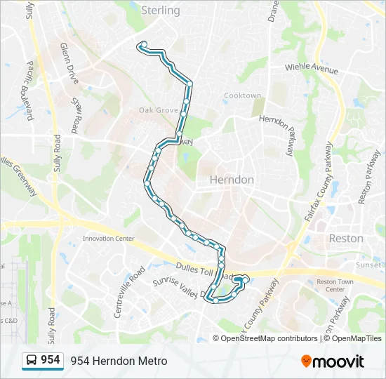 954 Bus Line Map