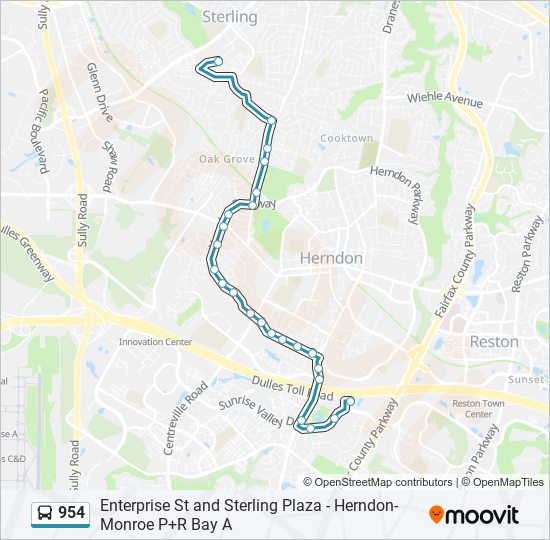 954 bus Line Map