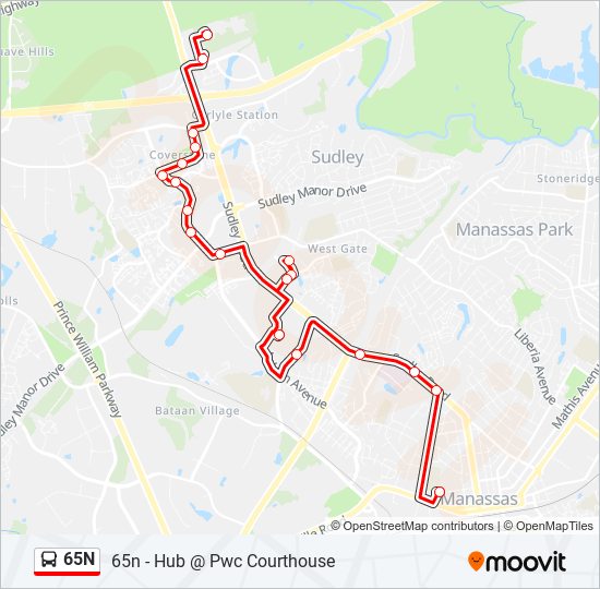 65N Bus Line Map