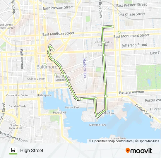 GREEN ROUTE Bus Line Map