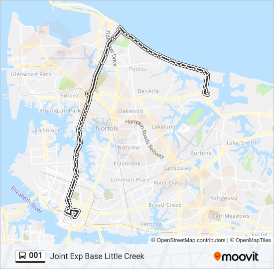 001 bus Line Map