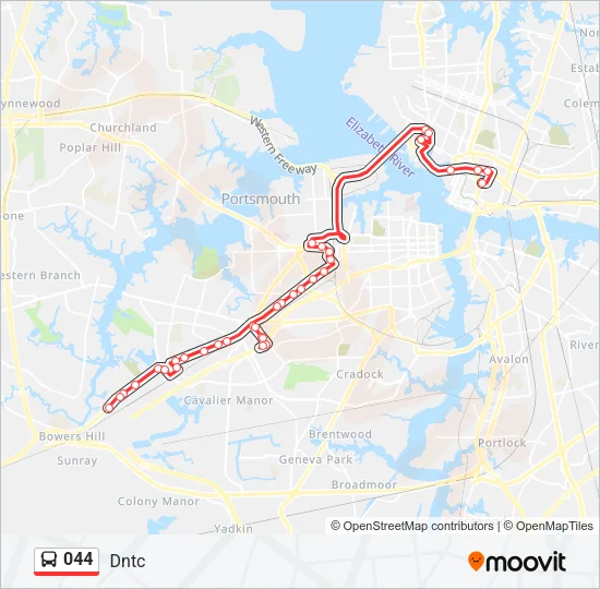 044 Bus Line Map