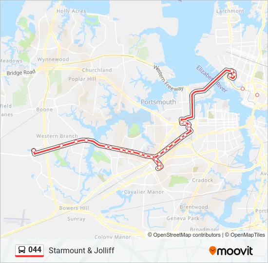044 Bus Line Map