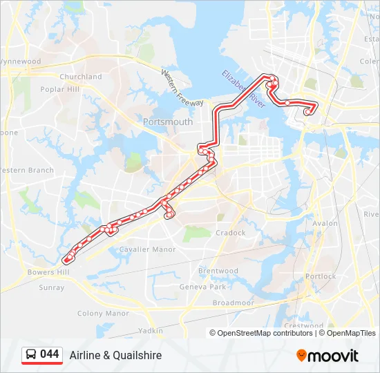 044 Bus Line Map