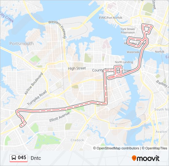 Mapa de 045 de autobús