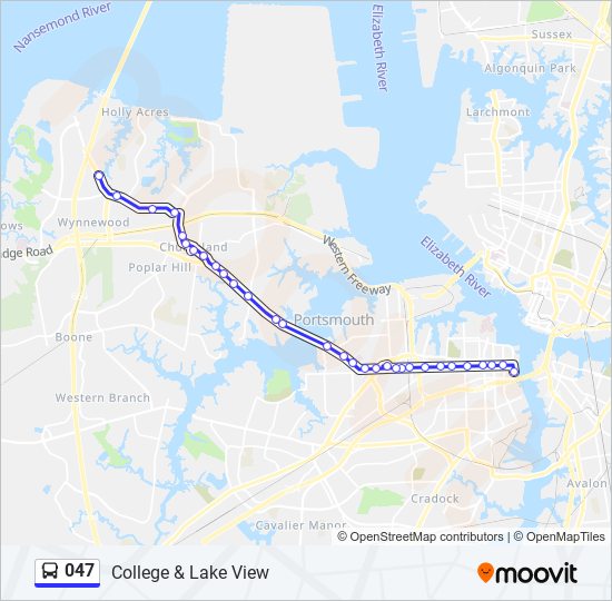 047 bus Line Map