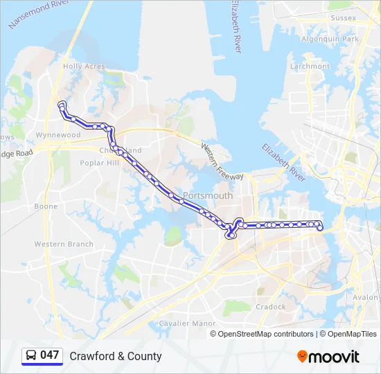 047 Bus Line Map