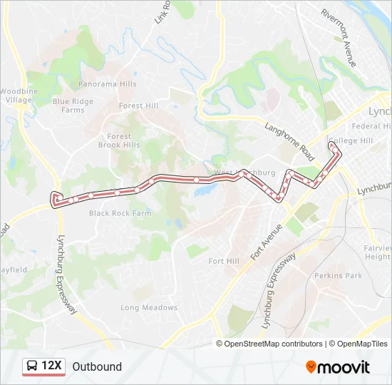12X Bus Line Map