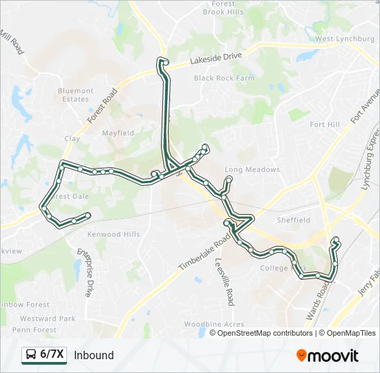 6/7X Bus Line Map