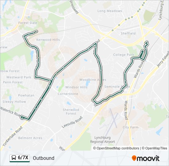 6/7X Bus Line Map