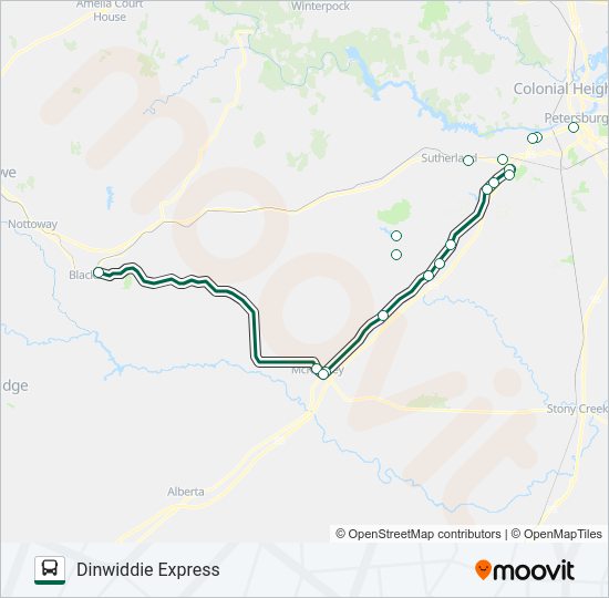 DINWIDDIE EXPRESS Bus Line Map