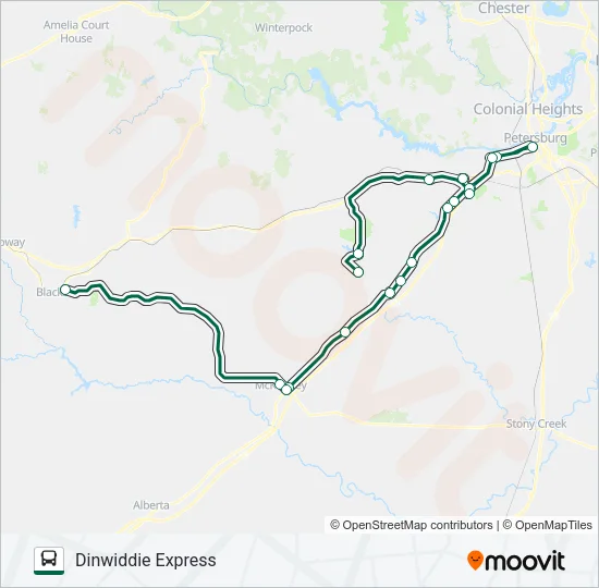DINWIDDIE EXPRESS Bus Line Map